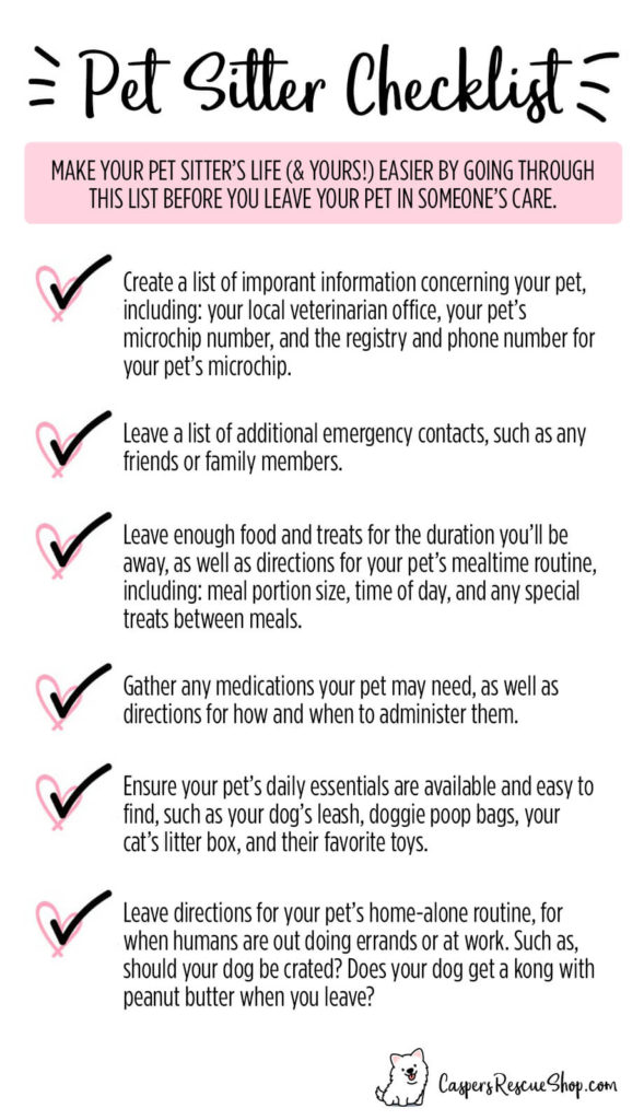 Printable Pet Sitter Instructions Template